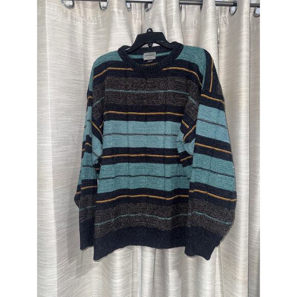 Vintage 90s Montecatini oversized striped sweater made in Italy size XL - Picture 4 of 8
